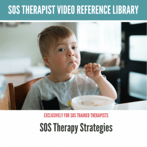 Child eating with a spoon at a table, promoting SOS Therapy Strategies for feeding.