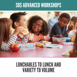 Children enjoying packed lunches and snacks at a table, engaged in conversation.